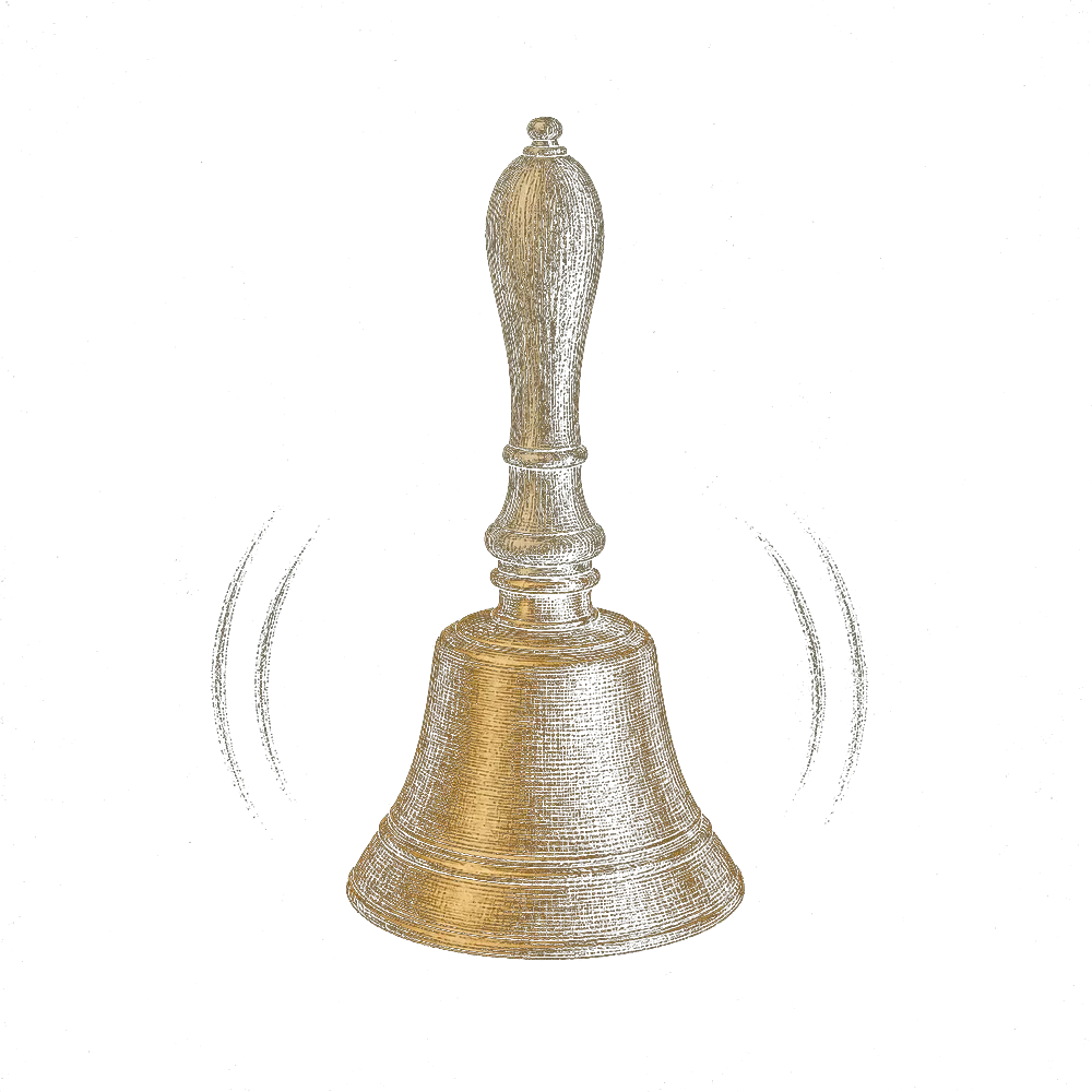 A brass hand bell